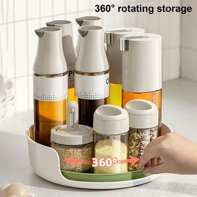 Obrotowy o 360 stopni stojak na przyprawy, taca na blat kuchenny, duża pojemność, antypoślizgowa konstrukcja, organizer na przyprawy, taca do przechowywania