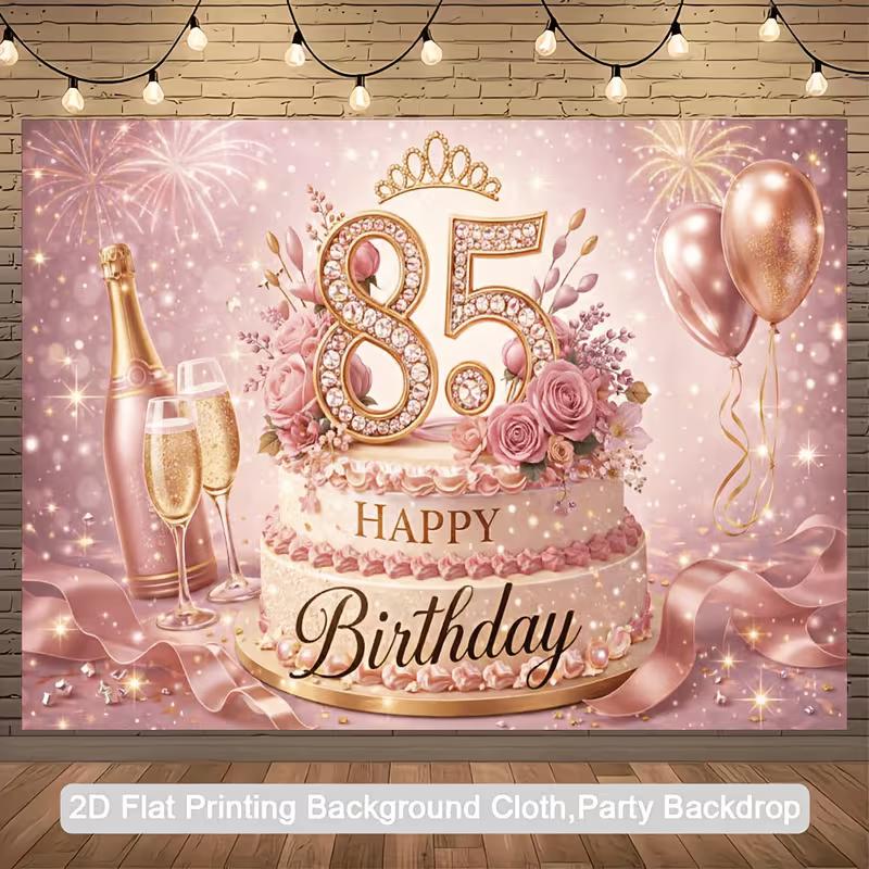 2D Pink Gold Background for Senior & Glam Birthday Parties 47.2x31.5inch/120*80cm