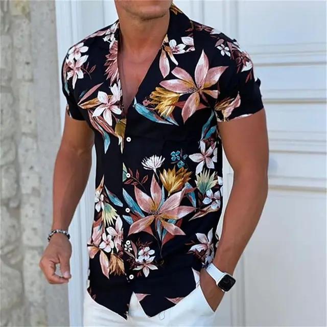 Camicia Comoda da Uomo Albero di Cocco Stampa 3D Hawaiana Spiaggia S-6XLl Manica Corta Top alla Moda Casual