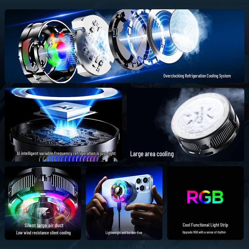 MEMO CX15: AI-Controlled Magnetic Wireless Phone Cooler with Dual-Use, Colorful Version & Light Toggle