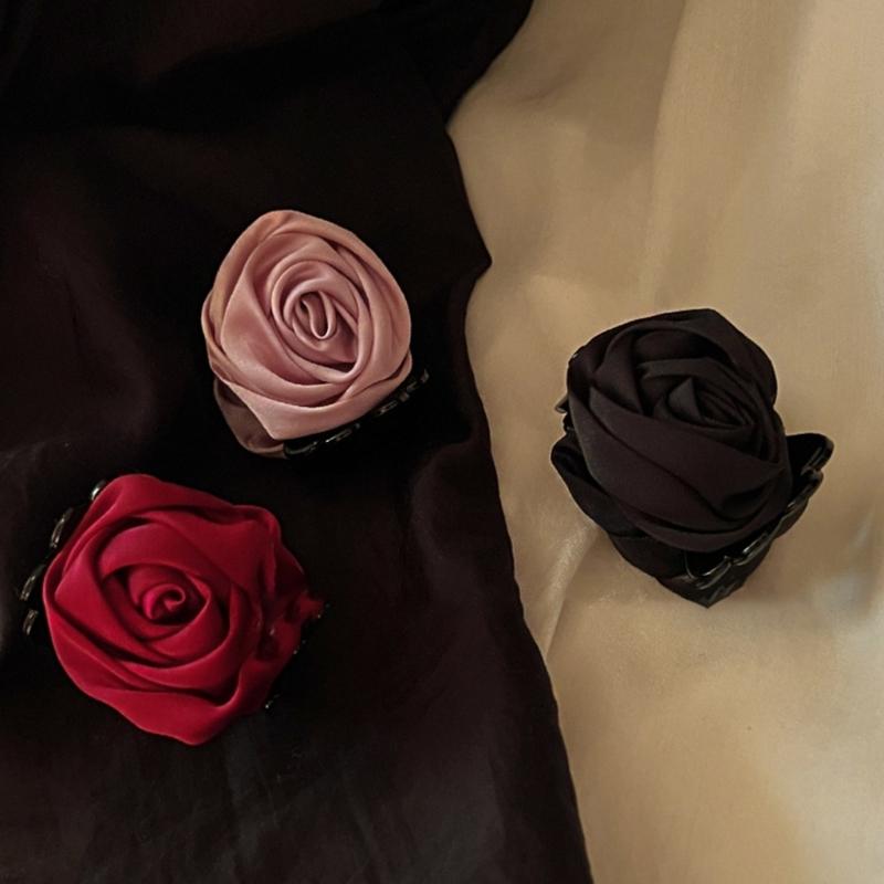 Non-Slip Satin Hair Claw Cute Ponytail Catch Strong Hold Princess Hairpin