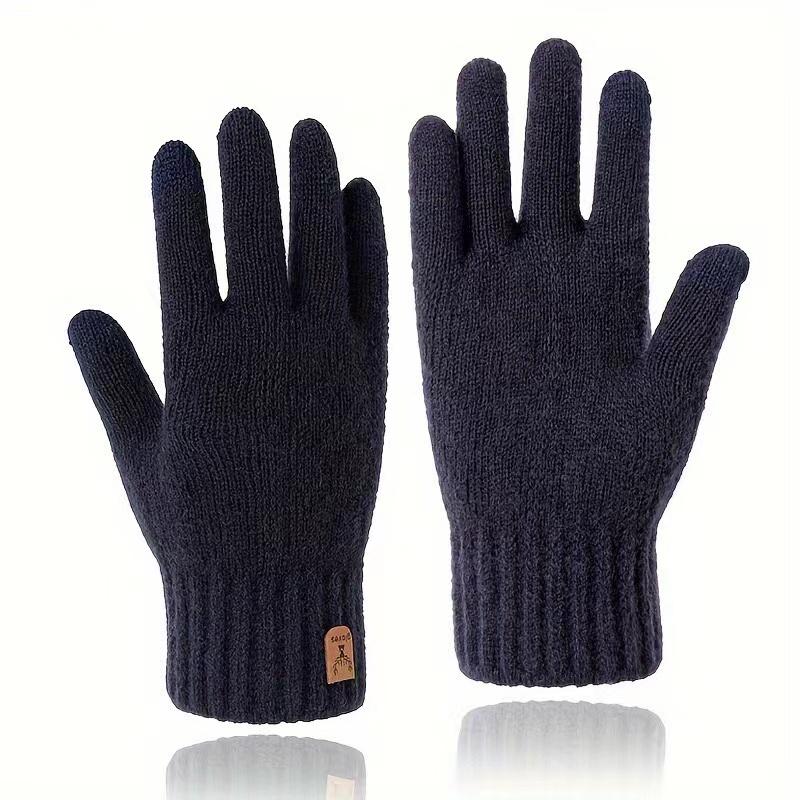 New Men's Warm Full Finger Gloves Winter Touchscreen Plus Fleece Gloves Men Women Thickening Wool Knitted Cycling Driving Gloves