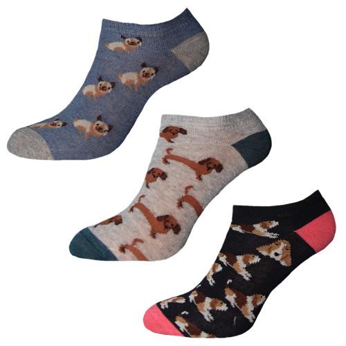 Simply Essentials Womens/Ladies Dogs Trainer Socks (Pack Of 3)
