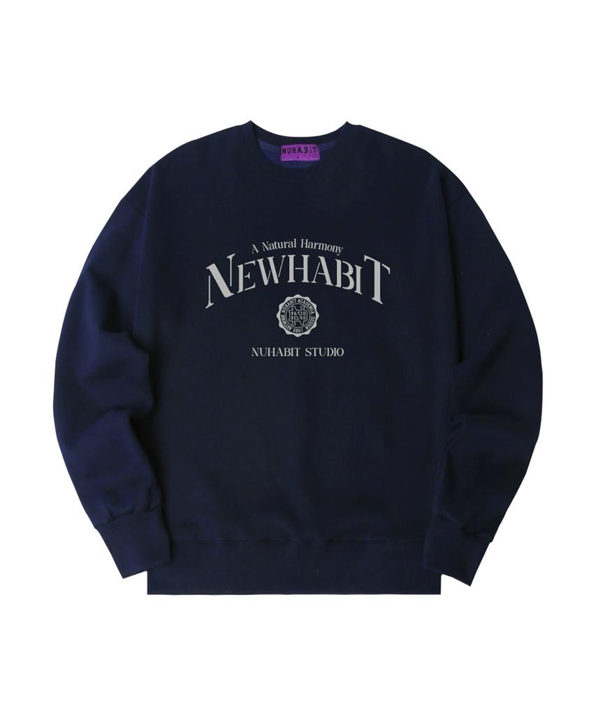 New Habit N/H Classic Cliche Oversized Fleece-Lined Sweatshirt_Navy (Som4-4Nh1197)