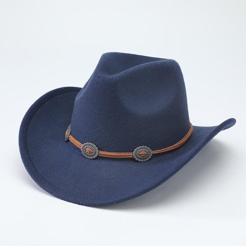 Deerskin Fleece Top Hat Retro Jazz Hat Men's and Women's Felt Hat European and American Woolen Hat Western Cowboy Hat