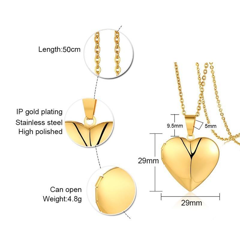 Vnox Coliere Romantice cu Rame Foto în Formă de Inimă pentru Femei Cadouri Pot Fi Deschise Oțel Inoxidabil Promisiune Iubire Bijuterii Amintire