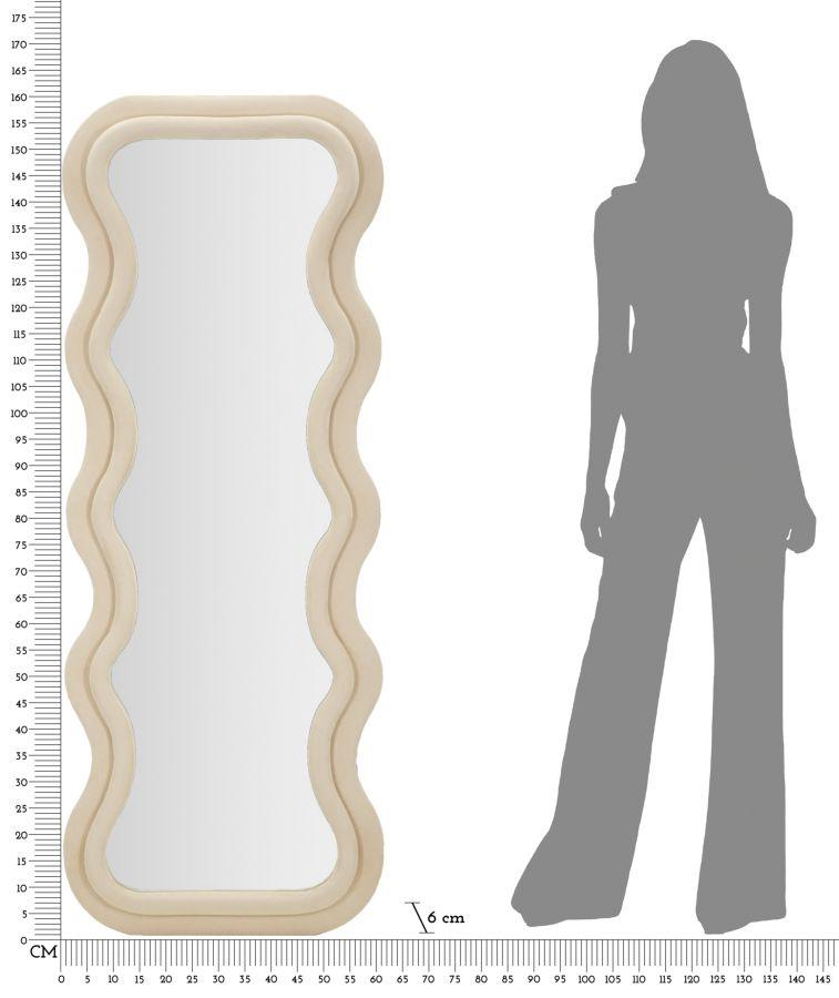 Wandspiegel Emily Creme Samt Cm 60X6X160