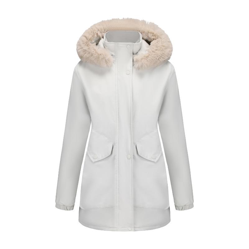 Winter Coat Women 2025 Long Plush Fur Collar Fleece Lined Parka Jacket Korean Style