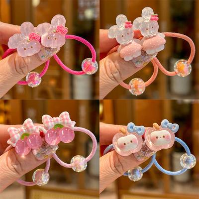 2PCS New Transparent Cherry Bunny Girls Elastic Hair Bands Hair Accessories Children Hair Ties Baby Headwear