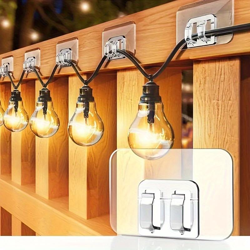2 Stück Wasserdichte Kunststoff Transparente Haken Sets, Geeignet für Außen Lichterketten Klare Selbstklebende Clips - Perfekt zum Aufhängen von Weihnachtslichtern