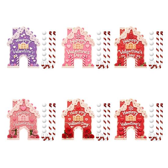 Set de jucării de golf Casă de turtă dulce Joc de putting de Ziua Îndrăgostiților cu crose și mingi cu tematică de inimă Cadou de golf festiv pentru cupluri Distracție în interior și exterior