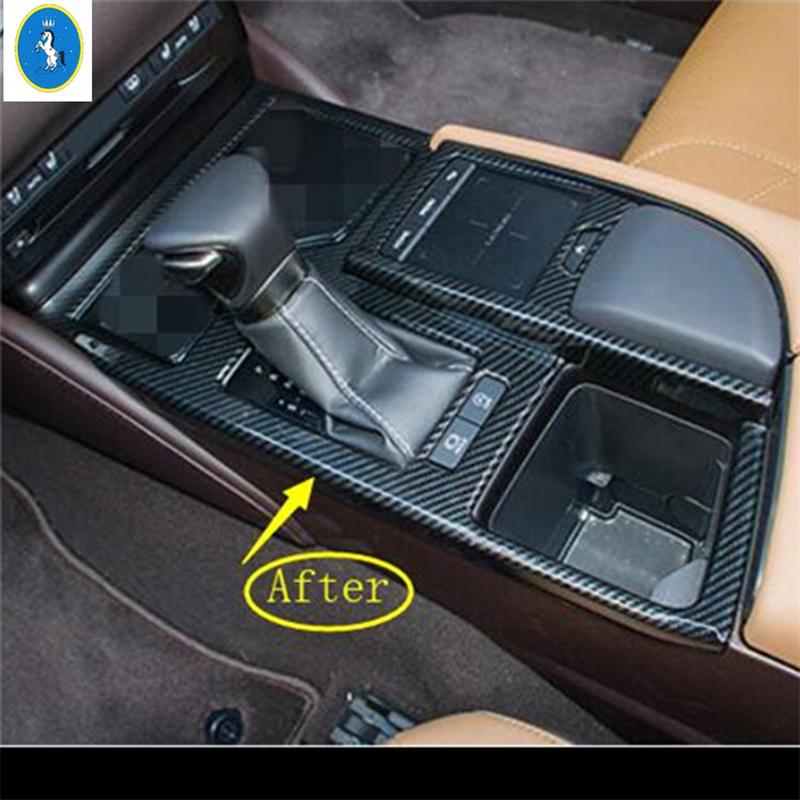 Carbon Fiber Look Car Gear Shift Storage Box Control Decor Panel Cover Trim For Lexus ES 2018 -  Interior Refit Accessories