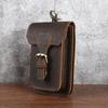 Men's Mobile Phone Bag, Crazy Horse Leather Waist Bag, Outdoor Sports Construction Site Top Layer, Yellow Cowhide Vertical Pants Waist Hanging Bag