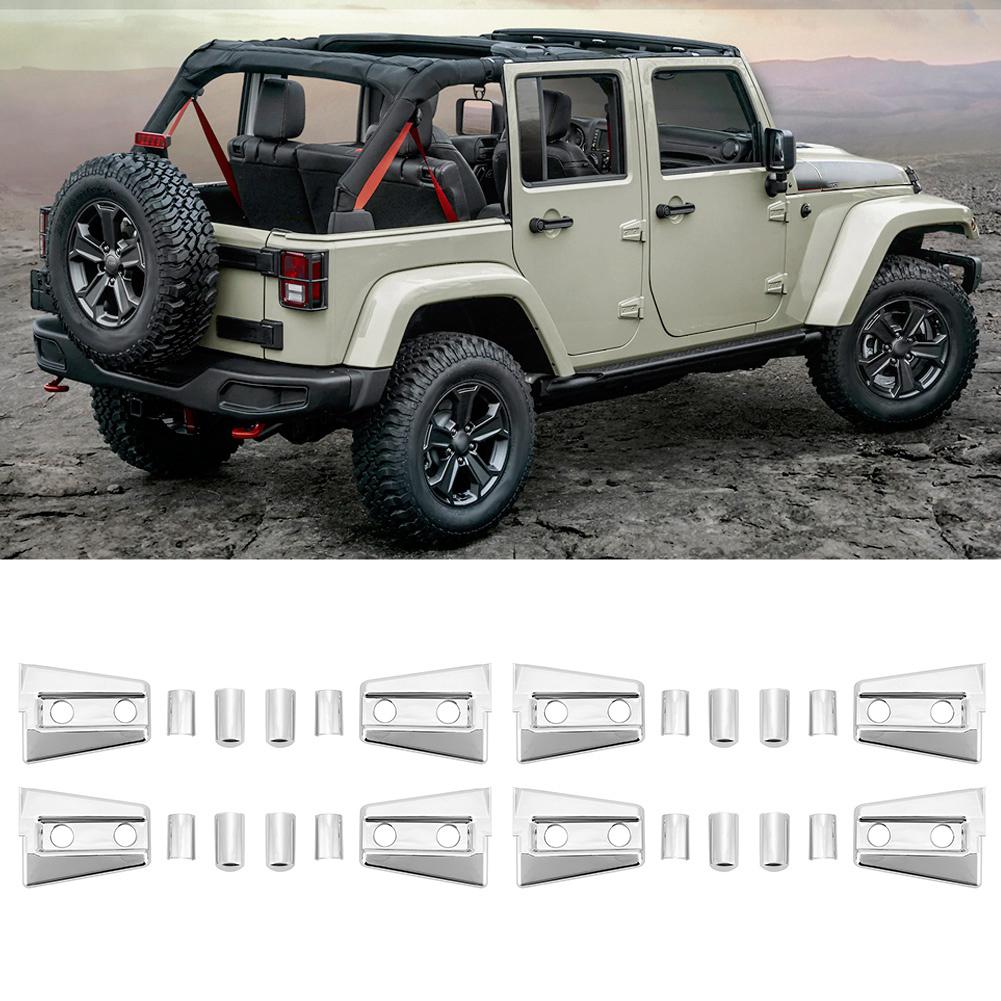 24PcsSet Door Hinge Cover Trim Silver Fit for Jeep Wrangler JK 20072017 (4 Doors)
