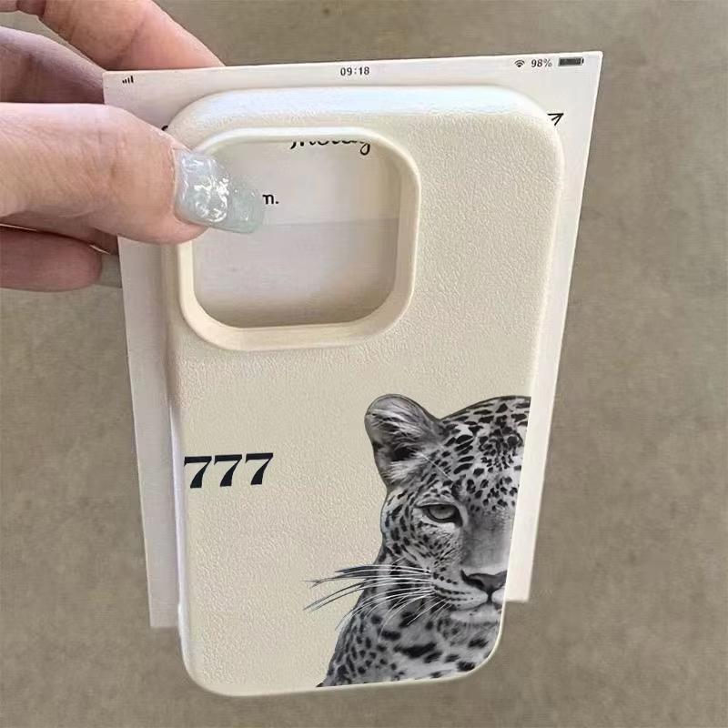 Stylische graue Leoparden-Ziffer 7 Digital Design Handyhülle für iPhone 17 16 Pro Max 15 14 13 12 11 7 8 Plus 16E 17Air XS X XR Hülle