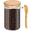 Glass Jar Containers with Wood Lid and Spoon Sealed Food Container for Kitchen Coffee Candy Tea Beans Grains Spices Organizer