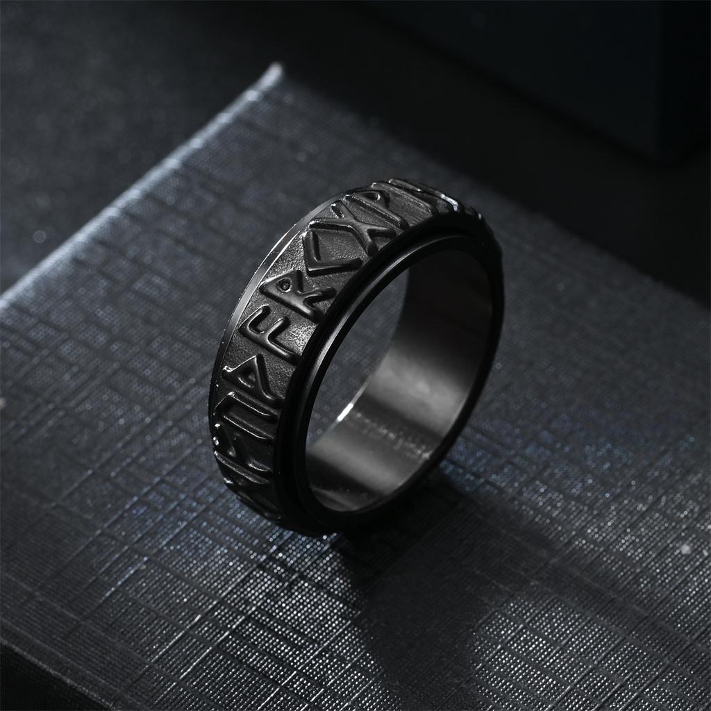 Vintage Odin Norse Viking Rune Rings For Men Women Viking Stainless Steel Spinner Fidgets Ring Retro Rock Party Jewelry Gift