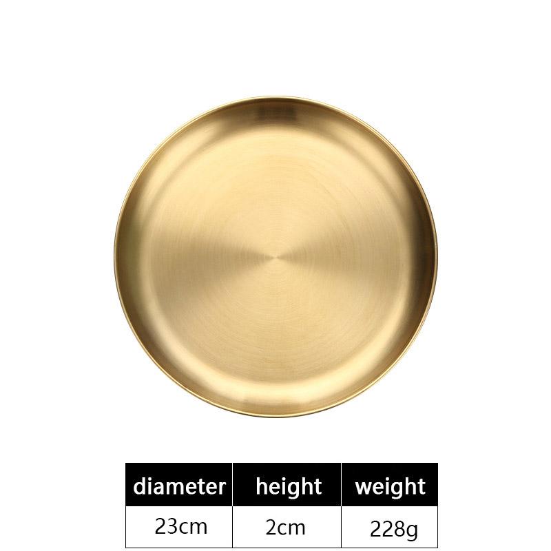 

Обеденные тарелки из нержавеющей стали, золотая сервировочная тарелка, ресторанная тарелка для рыбы, барбекю, суши, морепродуктов, большой плоский поднос для хранения