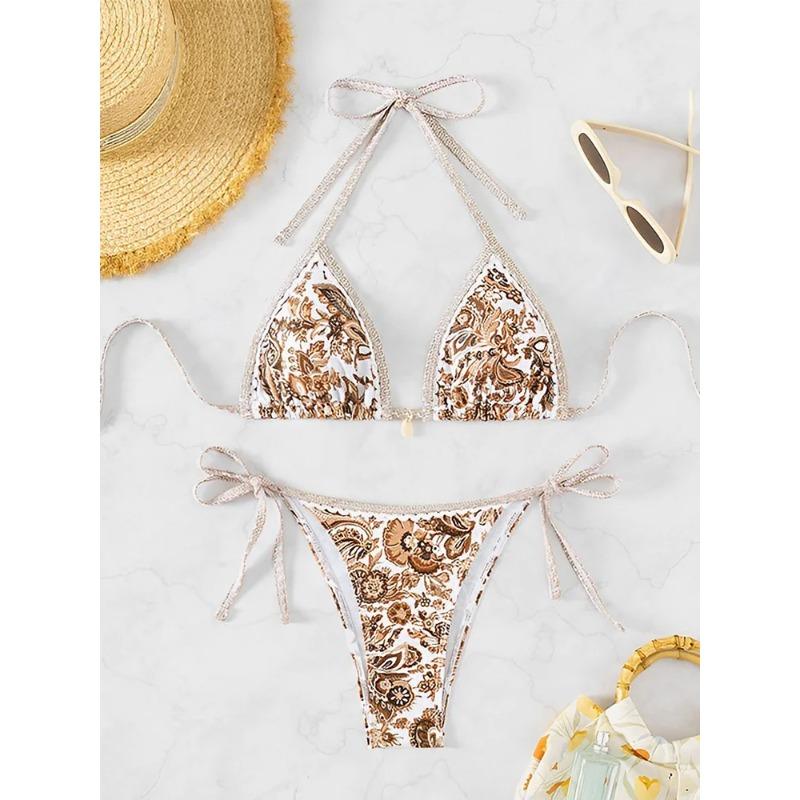 Vzvn 2026 Summer Female Swimsuit Bathers Bathing Swimming Suit Beachwear Halter String Triangle Two Piece Bikini Women Swimwear