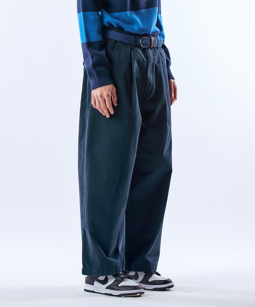 Pillogeulaem Real Chino Washed Wide Crop Pants_Navy