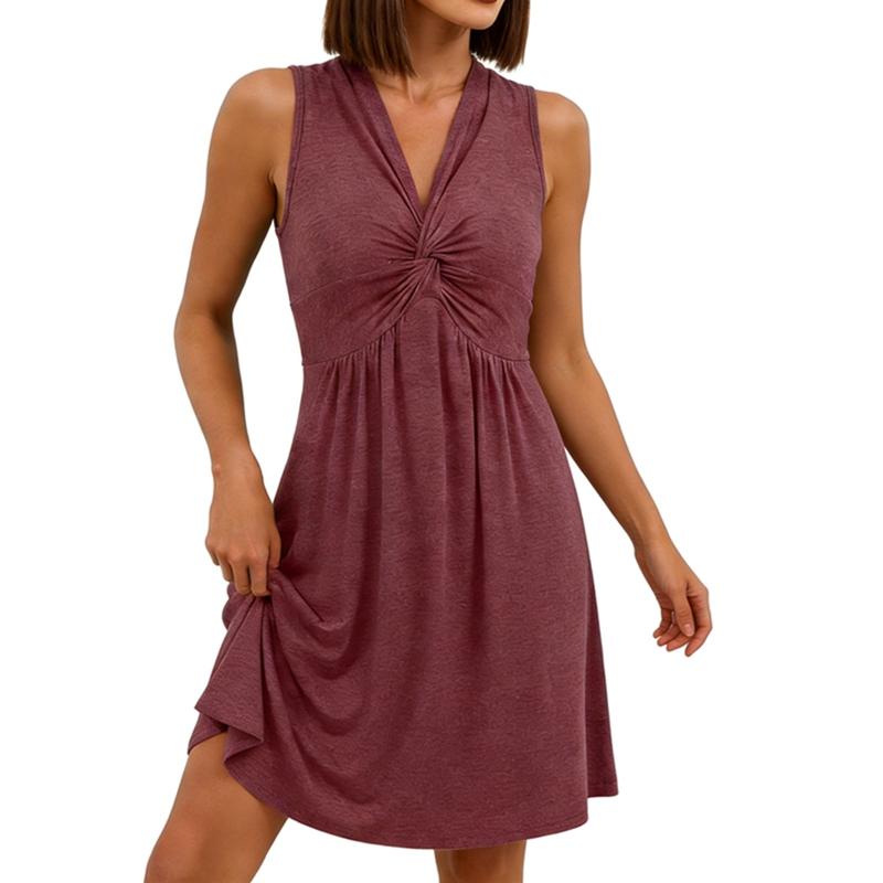 Women s V-Neck Loose Sleeveless Dress L