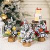 Haobei Christmas Tree Mini Ornaments - Festive Atmosphere Desktop Decorations with Snow Simulation