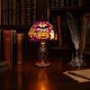 USB Powered Halloween Lamp Night Light, Stained Glass Lamp, Retro Gothic Glowing Low Energy with Warm Amber Purple, Tabletop Decor for