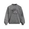 Hanorac larg pentru bărbați, amestec de bumbac, cu imprimeu, fără glugă, stil streetwear, spălat cu apă, stil vintage, toamnă