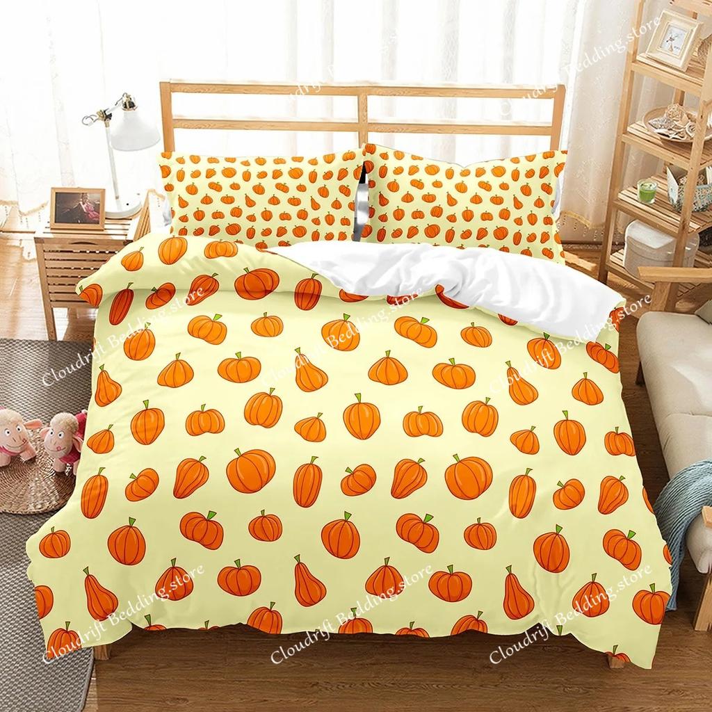 Set Copripiumino Lanterna di Zucca Poliestere Copripiumino King Queen Full Twin Size Set Biancheria da Letto Con Federe Regalo di Halloween