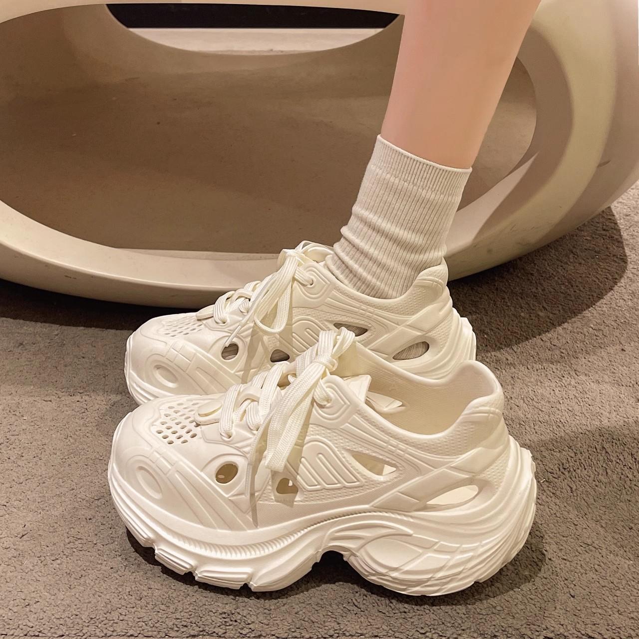 

Папины кроссовки женские летние спортивные туфли ретро стиль модные универсальные верхняя одежда повседневные дышащие уличные полые дышащие женские туфли 39 белый