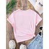 European sizes Girl's Round Neck T-Shirt with Fresh Pink Floral Pattern, Comfortable Casual Style, an Excellent Choice for a Natural Look