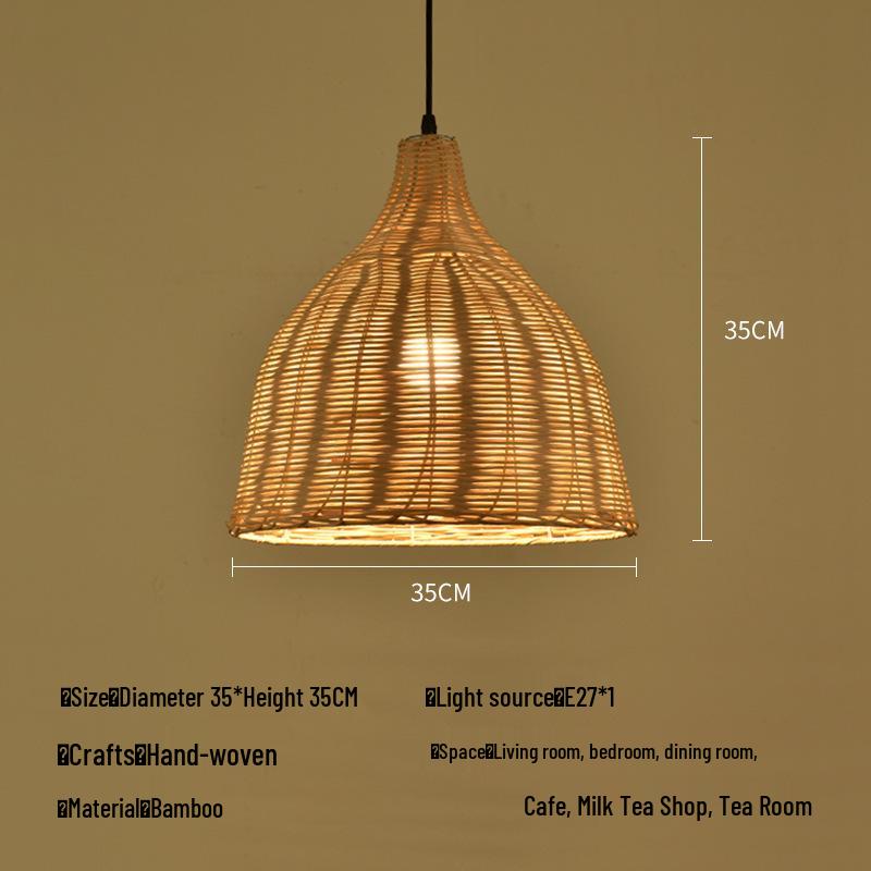 Bamboo Rattan Pendant Lamp: New Chinese & Japanese Style Zen Lighting for Tea Room & Dining, Antique Lantern Design.