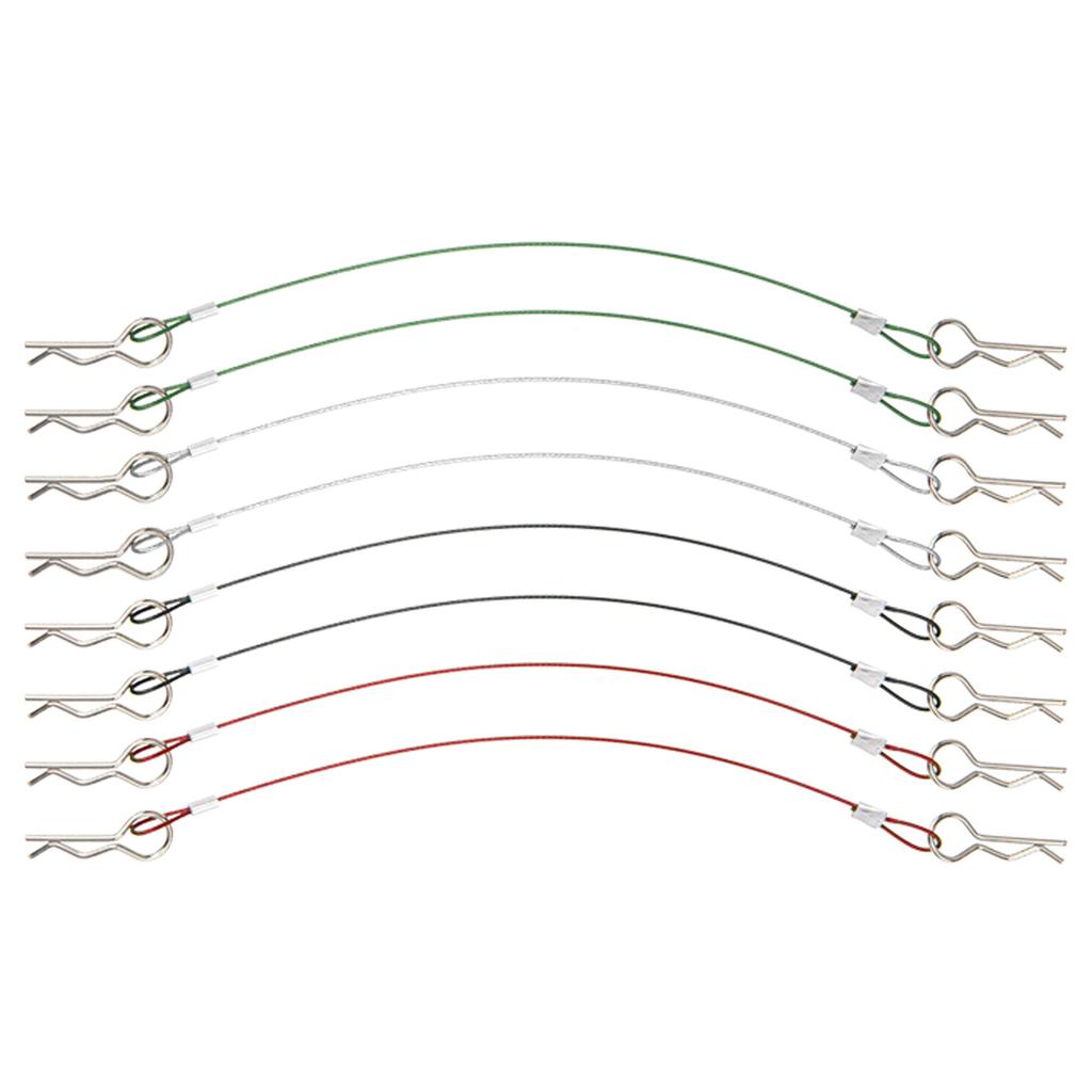 Metal Clip R Pin Rod with Steel Cord for RC Body Compatible with and Scale Traxxas HSP Arrma Axial Redcat RC and Crawlers 8-Piece Anti-Lost Housing,