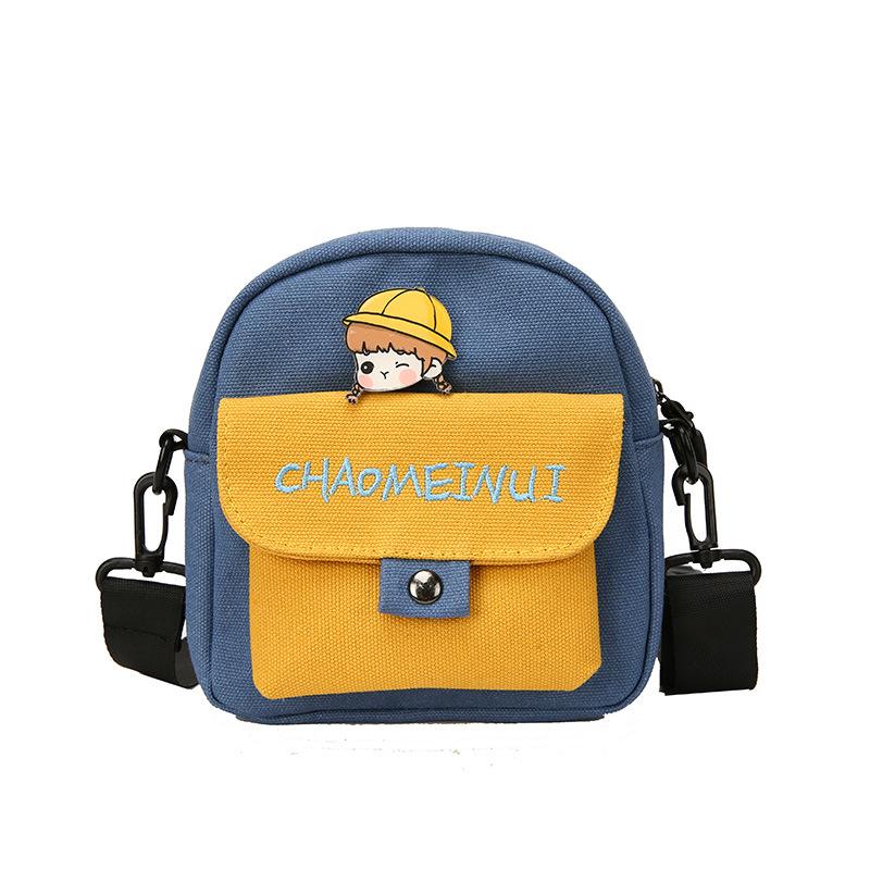 Fashion 2025 summer new women's bag single shoulder crossbody zipper canvas sewing line cartoon animation single