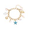 gold beaded bracelet, Bohemian style exquisite   conch pearl pendant bracelet adjustable, summer beach popular paper clip chain