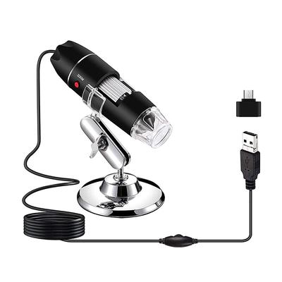 1600X kabelgebundenes Digitalmikroskop, tragbares Handmikroskop mit USB- und Micro-USB-Schnittstellen, 8 LEDs