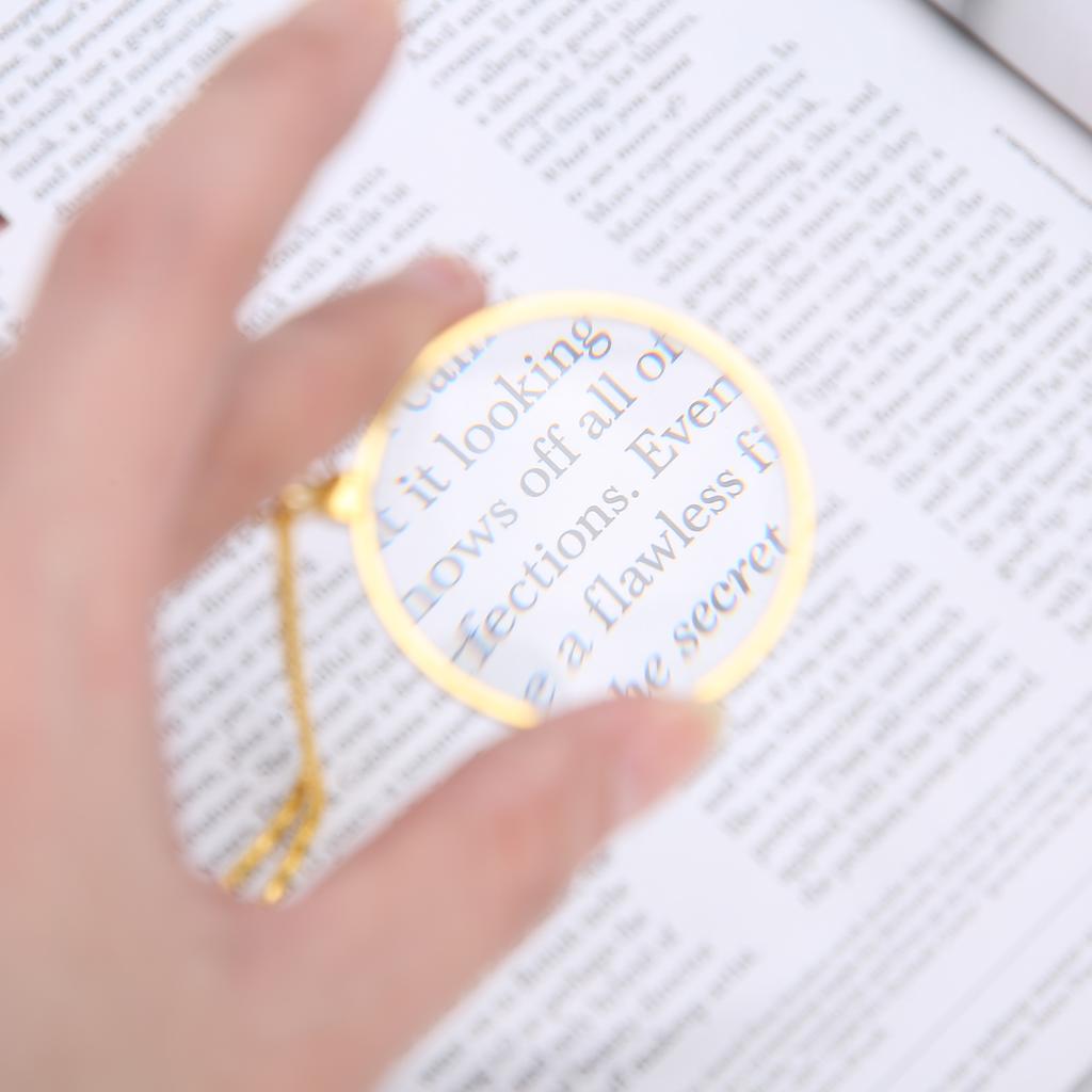 5X Alloy Necklace Magnifying Glass Portable Rding Pendant Magnifier with Chain