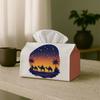 1pc Folk Art Ramadan Tissue Holder, Creative Home Living Room Storage with Desert Camel And Moon Sunset Design, Minimalist Color Napkin Dispenser