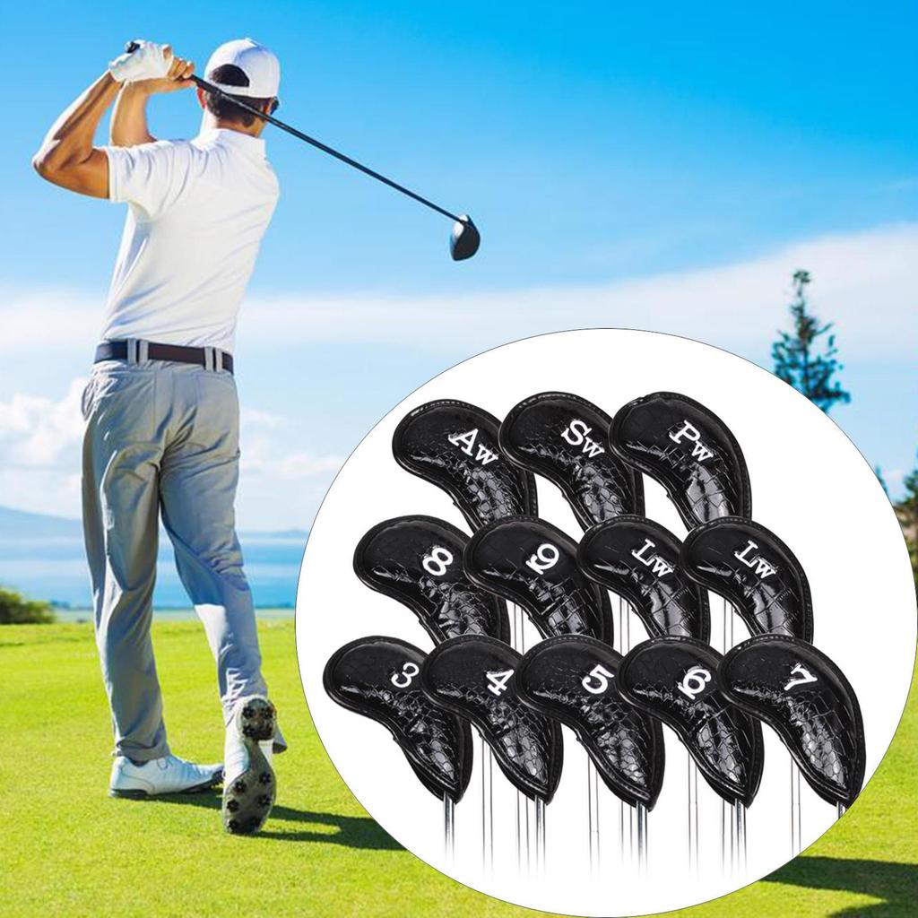 12 Pieces Golf Cover Anti-Slip Waterproof PU Golfer Clubs Protective Practice Equipment