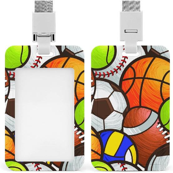 ID Badge Holder Plastic with Lanyard Sports Balls Work Badge Holder for Women Nurse Kids Teacher Doctor Student Offices Staff