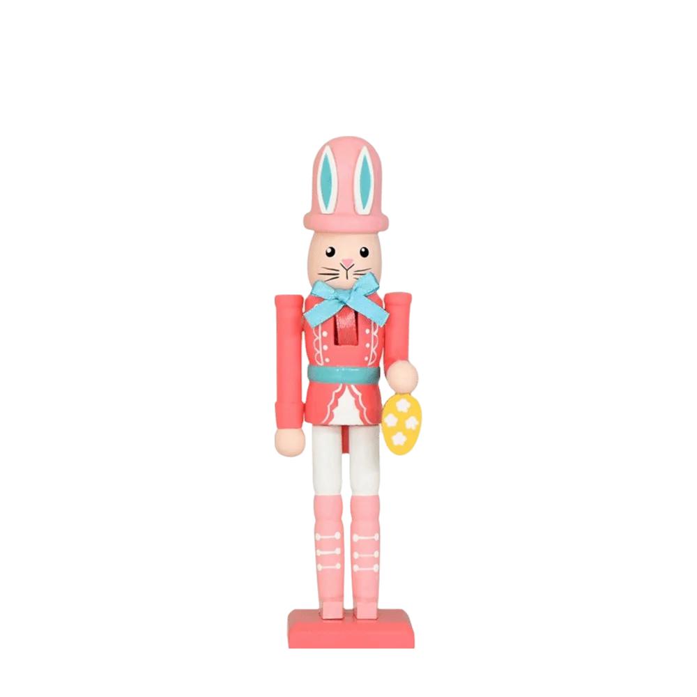 

18 CM Easter Rabbit Nutcracker Realistic Smooth Wooden Bunny Statue Collectible Handmade Nutcracker Figures Table Centerpiece розовый