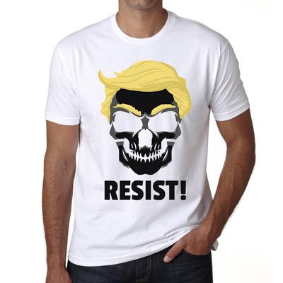 Pánske tričko s grafikou - Modré vlasy Skull - Resist - tričko Donald Trump