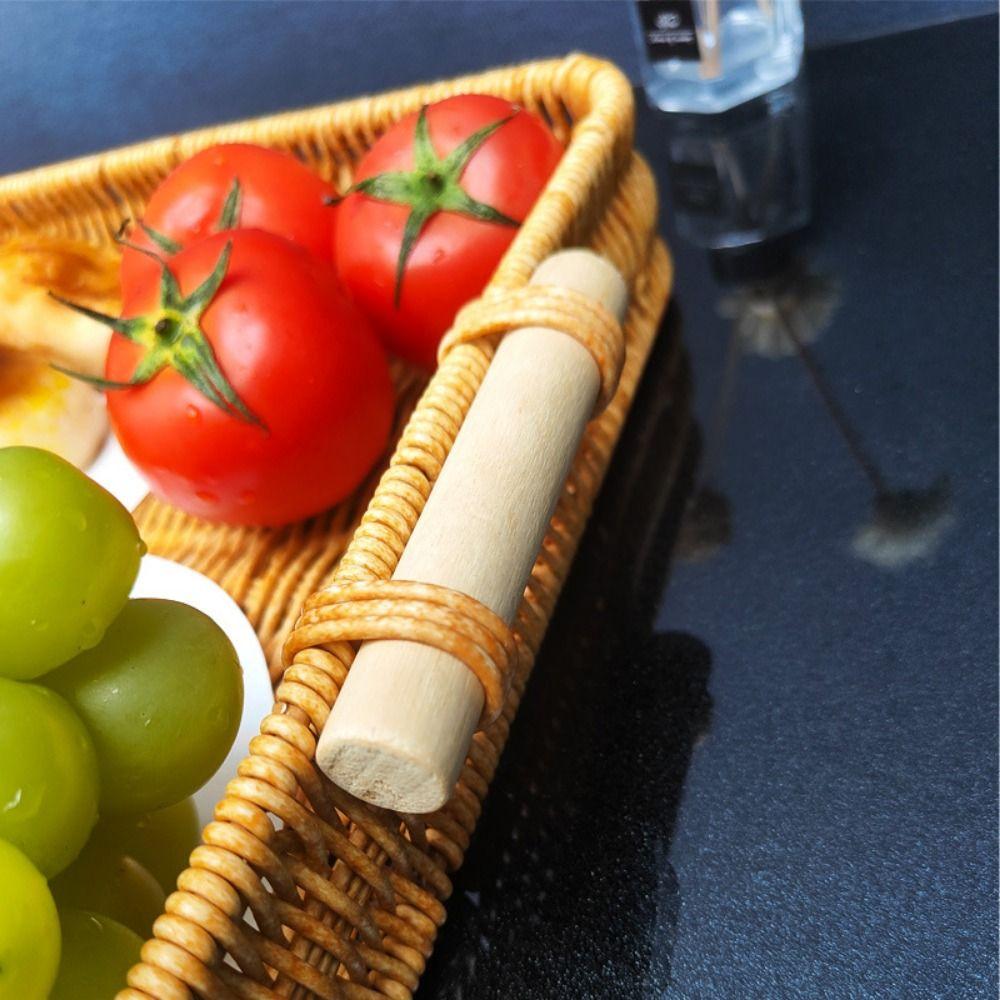 Plastic Rattan Threads Food Serving Tray Simulated Woven Fruit Platter Woven Rattan Basket  Office
