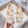High-heeled girls' princess shoes for spring and autumn2026New style little girl's leather shoes with dress, soft-soled children's crystal shoes