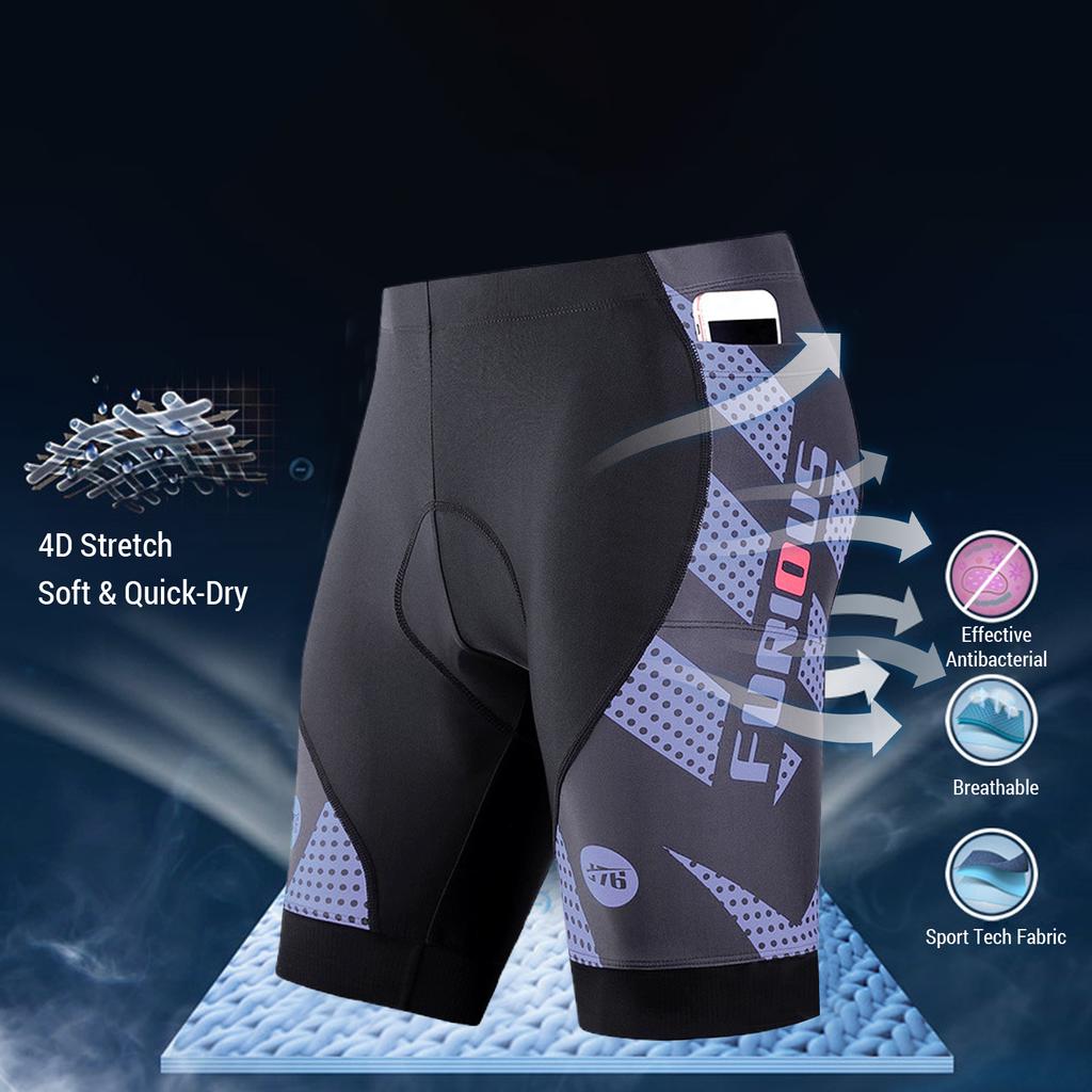 Pantaloncini da ciclismo traspiranti da uomo, imbottiti 4D, antiurto, ad asciugatura rapida, pantaloni corti