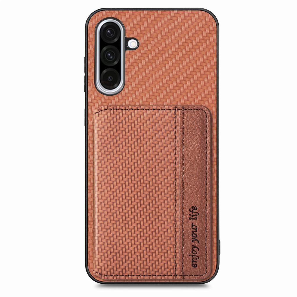 For Samsung Galaxy A36 5G Case RFID Blocking Carbon Fiber Leather Phone Back Cover with Card Holder