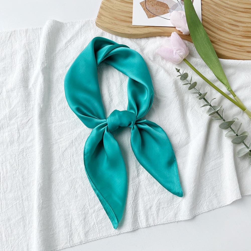 

Однотонный шелковый шарф: Квадратный снуд и резинка для волос 70x70 CM