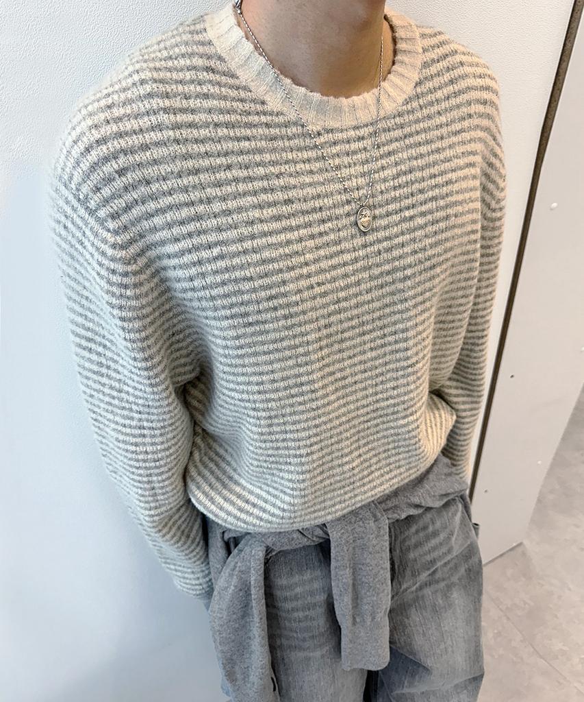 INTEMPOMOOD Lees Harbor Stripe Knit_Cream Gray