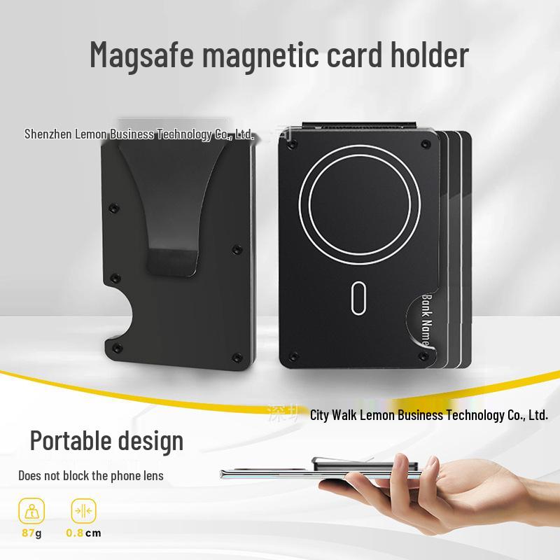 Apple MagSafe Compatible RFID Anti-Theft Metal Wallet with Strong Magnetic Card Holder