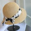 Ink Painting National Style Bow Webbing Spring and Summer Fashion Straw Hat Temperament Elegant Sunscreen Versatile Fisherman Basin Hat